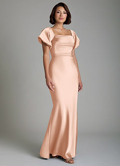Azazie Lea Bridesmaid Dresses Rose Gold Mermaid Off the Shoulder Stretch Satin Convertible Dress image9