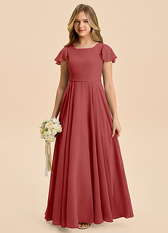 Azazie Cady Junior Rust A-Line Pleated Chiffon Dress image1