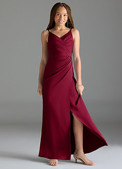 Azazie Maci Junior Klä av Sjöjungfru i Stretch Satin Plisserad image3