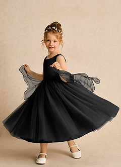 Azazie Pear vestidos de niña de las flores Vestido de Negro de Tul de Princesa con Lazo image2