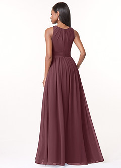 Azazie Harper Brautjungfernkleider A-Linie Plissee Chiffon Kleid Sangria image2