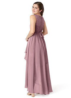 Azazie Roslin A-Line Lace Chiffon Asymmetrical Junior Bridesmaid Dress image3