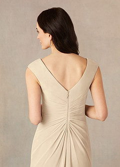 Azazie Sally Mother of the Bride Dresses Champagne A-Line V-Neck Pleated Chiffon Dress image5