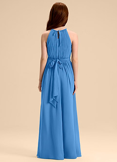 Azazie Malone Junior Robe Trapèze en Mousseline de soie Plissée Geai Bleu image2