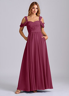 Azazie Koa Venta Final Vestido de Mora de Gasa de Corte en A con Vestidos sin tirantes image1