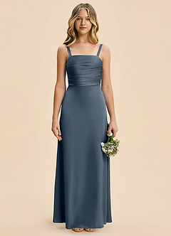 Azazie Astyn Junior Twilight Sheath Pleated Stretch Satin Dress image1