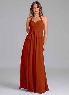 Azazie Darlyn Bridesmaid Dresses Paprika A-Line Pleated Chiffon Dress image5