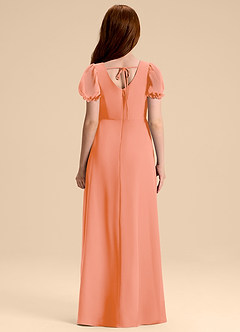 Azazie Priya Junior A-Linie Blouson Chiffon Kleid Sonnenuntergang image2