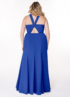 Azazie Rue Bridesmaid Dresses Royal Blue A-Line Halter Chiffon Dress image8