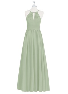 Azazie Cherish Robes de demoiselle d'honneur Robe Trapèze en Mousseline de soie Plissée Vert Sauge image6