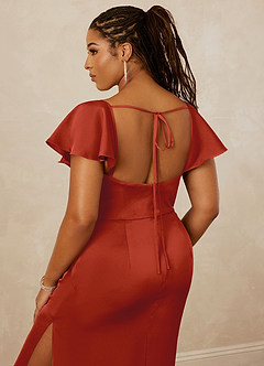 Christian Siriano Bridal for Azazie 1005 Bridesmaid Dresses Rust Sheath Sweetheart Neckline Stretch Satin Dress image10