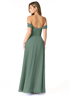 Azazie Kaitlynn Bridesmaid Dresses Eucalyptus Empire Ruched Chiffon Convertible Dress image2
