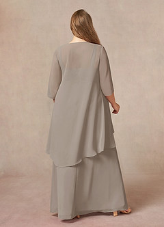 Azazie Weisz Mother of the Bride Dresses Taupe A-Line Square Neckline Pleated Chiffon Dress image8