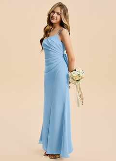 Azazie Amelia Junior Meerjungfrau-Linie Plissee Chiffon Kleid Puderblau image1