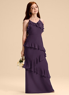Azazie Evara Junior Plum A-Line Chiffon Dress image6