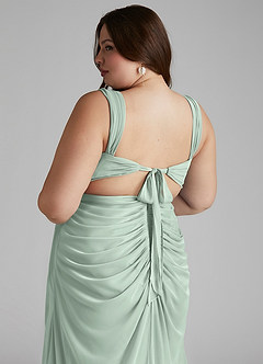 Azazie Jesaphine Bridesmaid Dresses Agave Sheath Ruched Mesh Dress image7