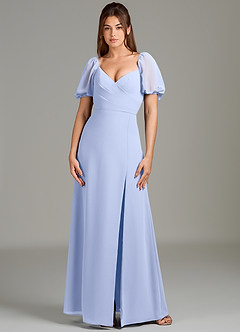 Azazie Phylicia Bridesmaid Dresses Ice A-Line Bow Chiffon Dress image2