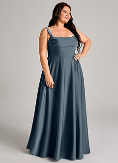 Azazie Shaude Bridesmaid Dresses Twilight A-Line Pleated Stretch Satin Dress image10