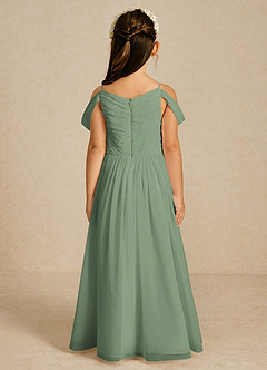 Azazie Chelle Vestidos de florista Vestir Matchá de Chiffon de Linha A com Plissado image2