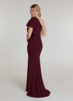 Azazie Pia Mother of the Bride Dresses Cabernet Mermaid Pleated Stretch Crepe Dress image4