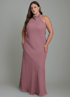 Azazie Velli Bridesmaid Dresses Amethyst Mermaid High Neck Chiffon Dress image8