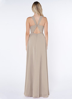 Azazie Jane Bridesmaid Dresses Frost A-Line V-Neck Pleated Chiffon Dress image2