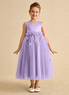 Azazie Lux vestidos de niña de las flores Vestido de Lila de Tul de Corte En A con Perla image5