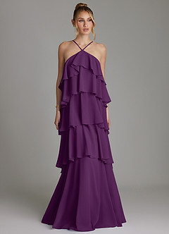 Azazie Deena Bridesmaid Dresses Grape A-Line Ruched Chiffon Dress image1