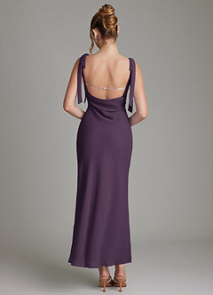 Azazie Luddie Bridesmaid Dresses Plum Mermaid Bow Chiffon Dress image5