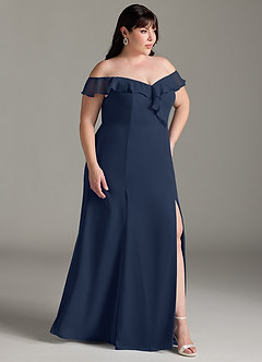 Azazie Sophie Bridesmaid Dresses Dark Navy A-Line Off the Shoulder Chiffon Convertible Dress image10
