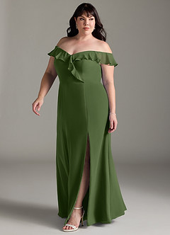 Azazie Sophie Bridesmaid Dresses Olive A-Line Off the Shoulder Chiffon Convertible Dress image8