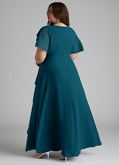Azazie Aaliyah Modest Bridesmaid Dresses A-Line Scoop Pleated Chiffon Floor-Length Dress image9