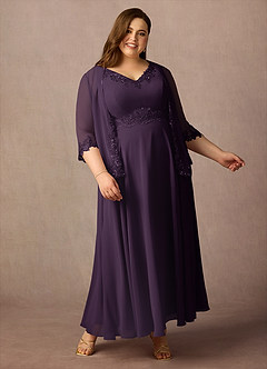 Azazie Devana Mother of the Bride Dresses Plum A-Line Sequins Chiffon Dress image9