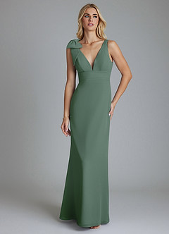 Azazie Taro Final Sale Eucalyptus Sheath Bow Chiffon Dress image6