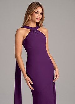 Azazie Kinsley Vestidos de damas de honor Vestido de Uva de Gasa de Corte Sirena con Plisado image7