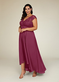 Azazie Irmeli Mother of the Bride Dresses Mulberry A-Line Lace Chiffon Dress image8