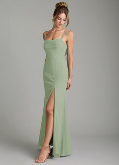 Azazie Egypt Robes de demoiselle d'honneur Robe Fourreau en Mousseline de soie Encolure en Forme de Cœur Vert Sauge image4