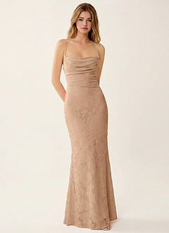 Natasha Champagne Jacquard Corset Mermaid Prom Dress image9