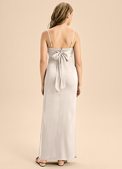 Azazie Mai Junior Robe Fourreau en Satin extensible Décolleté en cœur Albâtre Blanc image2