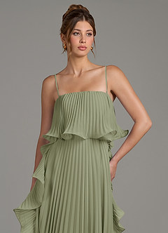 Azazie Alexia Bridesmaid Dresses Pistachio A-Line Ruched Chiffon Dress image2