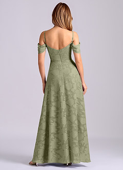 Azazie Marley Final Sale Pistachio A-Line Off the Shoulder Floral Burnout Convertible Dress image6