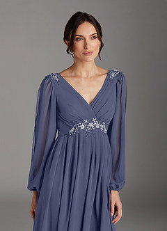 Azazie Gypsy Abiti per la Madre della Sposa Abito A-Line in Chiffon con Scollo a V e Paillettes Stormy image6
