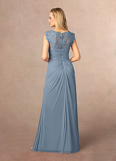 Azazie Jovie Mother of the Bride Dresses Dusty Blue A-Line Lace Dress image3