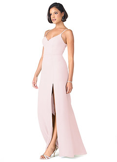 Azazie Blink Venta Final Vestido de Vintage Mauve de Gasa de Corte Recto con Cuello en V image3