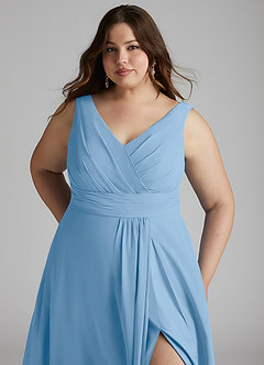 Azazie Karina Bridesmaid Dresses Powder Blue A-Line Pleated Chiffon Dress image11