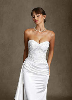 Azazie Angel Wedding Dresses Diamond White Mermaid Strapless Charmeuse Dress image9