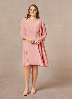 Azazie Shirley Mère de la mariée Robes Robe Trapèze en Mousseline de soie Plissé Scoop Rosette image8