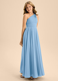 Azazie Charlize Junior Powder Blue A-Line Pleated Chiffon Dress image5