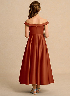 Azazie Teeny Junior Formal vestidos de niña de las flores Vestido de Pimenton de Satin Mate de Corte En A con Plisado image2