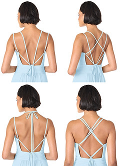 Azazie Farren Robes de demoiselle d'honneur Robe Trapèze Convertible en Mousseline de soie Plissée Bleu Ciel image9